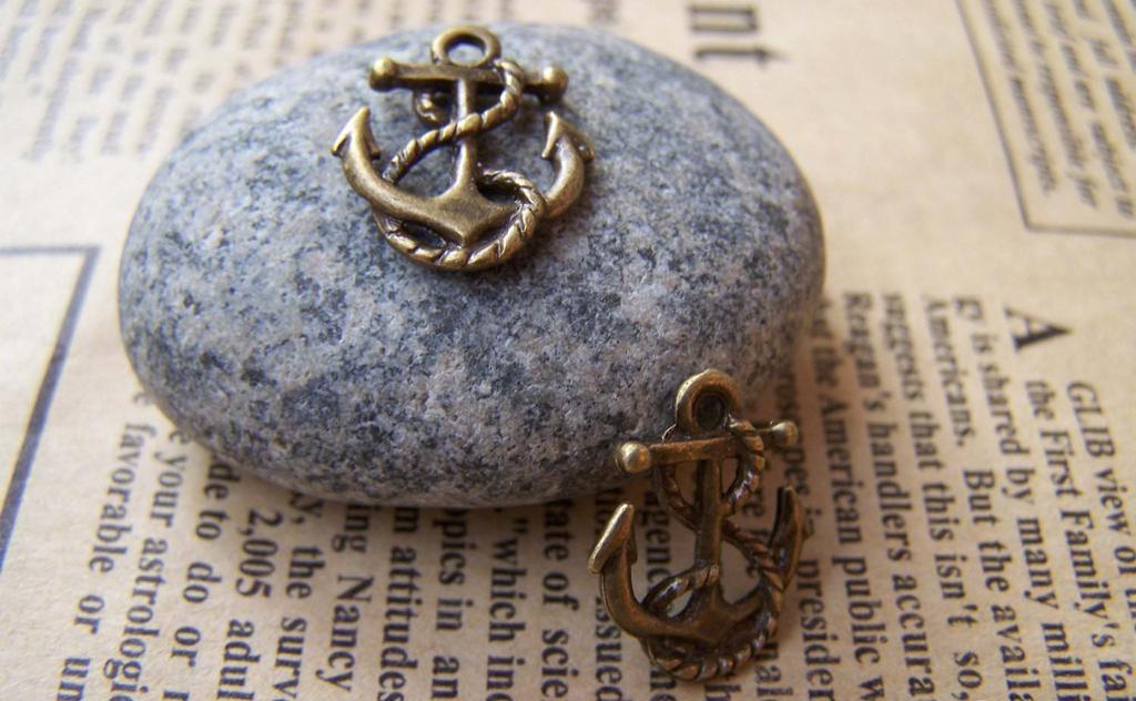 Accessories - 20 Pcs Of Antique Bronze Anchor Charms 14x17mm A1281