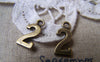 Accessories - 20 Pcs Of Antique Bronze Arabic Figure Number 2 Two Charms 7x15mm A1767