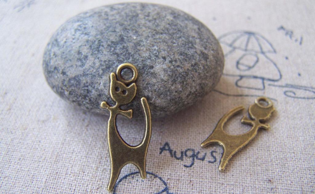 Accessories - 20 Pcs Of Antique Bronze Bow Tie Cat Charms 10x25mm A4152