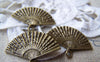 Accessories - 20 Pcs Of Antique Bronze Chinese Folding Fan Charms 17x24mm A3601
