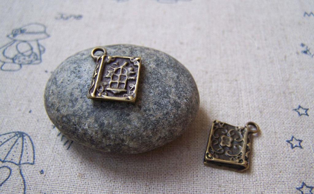 Accessories - 20 Pcs Of Antique Bronze Classic Book Charms 12x14mm A5067