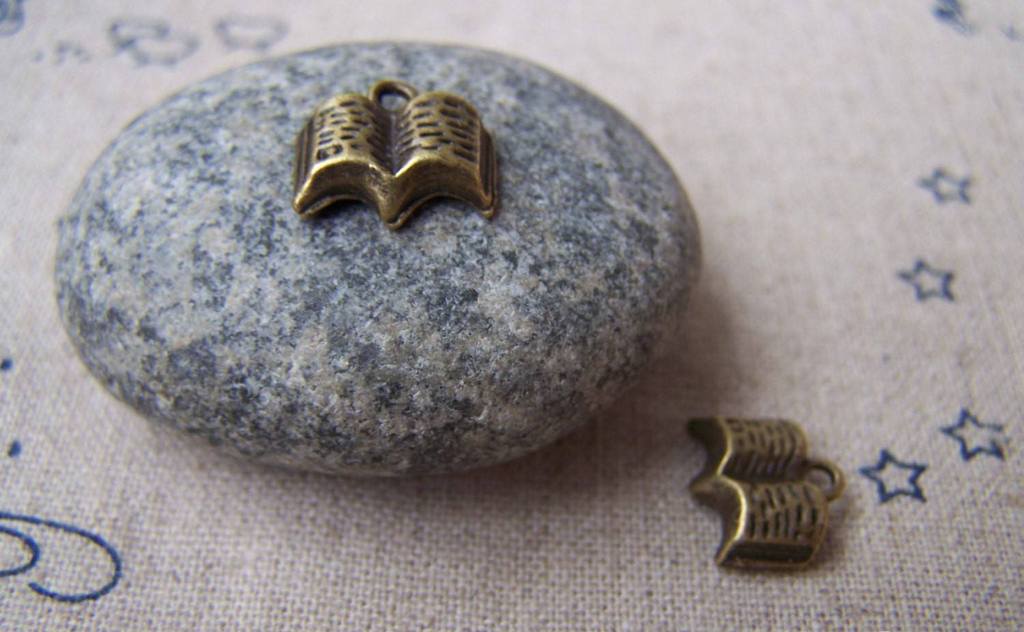 Accessories - 20 Pcs Of Antique Bronze Classic Book Charms 8x12mm A1433