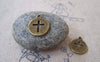 Accessories - 20 Pcs Of Antique Bronze Cross Filigree Round Cut Out Charms Pendant 14x17mm A4394