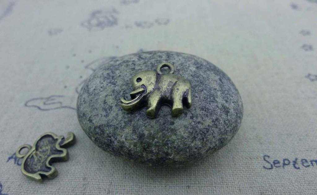Accessories - 20 Pcs Of Antique Bronze Elephant Pendants Charms 10x14mm A663
