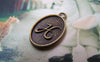 Accessories - 20 Pcs Of Antique Bronze English Letter H Oval Charms 11x16.5mm A3068