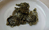 Accessories - 20 Pcs Of Antique Bronze Filigree Crown Badge Charms 17x28mm A5642