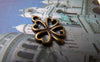 Accessories - 20 Pcs Of Antique Bronze Filigree Four-Leaf Clover Lucky Flower Charms 13x14mm A472