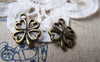 Accessories - 20 Pcs Of Antique Bronze Filigree Four-Leaf Clover Lucky Flower Charms 13x14mm A472