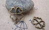Accessories - 20 Pcs Of Antique Bronze Filigree Four-Leaf Clover Lucky Flower Charms 17x25mm A3365