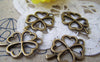 Accessories - 20 Pcs Of Antique Bronze Filigree Four-Leaf Clover Lucky Flower Charms 17x25mm A3365