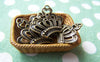 Accessories - 20 Pcs Of Antique Bronze Filigree Half Crown Charms 18x22mm A2775