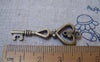 Accessories - 20 Pcs Of Antique Bronze Filigree Heart Key Charms 14x40mm A4952