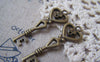 Accessories - 20 Pcs Of Antique Bronze Filigree Heart Key Charms 14x40mm A4952