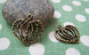 Accessories - 20 Pcs Of Antique Bronze Filigree Textured Heart Charms 21x21mm A1606