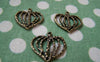 Accessories - 20 Pcs Of Antique Bronze Filigree Textured Heart Charms 21x21mm A1606