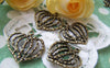 Accessories - 20 Pcs Of Antique Bronze Filigree Textured Heart Charms 21x21mm A1606