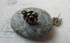 Accessories - 20 Pcs Of Antique Bronze Flower Earring Posts With Loop Steel Pin 12mm A6508