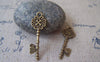Accessories - 20 Pcs Of Antique Bronze Flower Heart Key Charms 11x34mm A3967