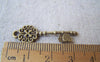 Accessories - 20 Pcs Of Antique Bronze Flower Heart Key Charms 11x34mm A3967