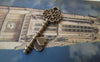 Accessories - 20 Pcs Of Antique Bronze Flower Heart Key Charms 11x34mm A3967