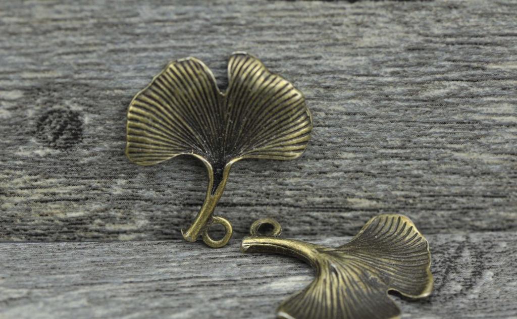 Accessories - 20 Pcs Of Antique Bronze Gingko Gingkgo Leaf Charms 23x23mm A7675