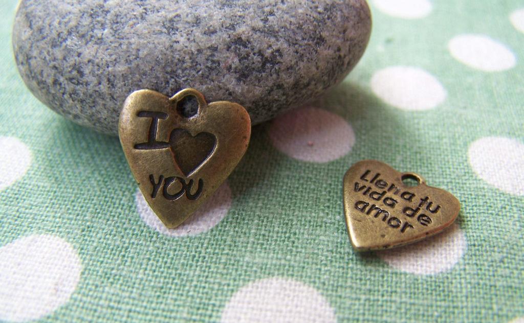 Accessories - 20 Pcs Of Antique Bronze Heart Charms 13x14mm A517