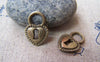 Accessories - 20 Pcs Of Antique Bronze Heart Lock Charms 12x17mm A4067