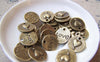 Accessories - 20 Pcs Of Antique Bronze Heart Round Charms 15mm A1508