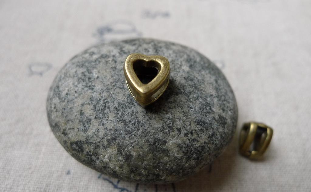 Accessories - 20 Pcs Of Antique Bronze Heart Spacer Beads Charms 8x9mm A5953