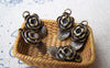 Accessories - 20 Pcs Of Antique Bronze Leaf Flower Charms 9x16mm A399