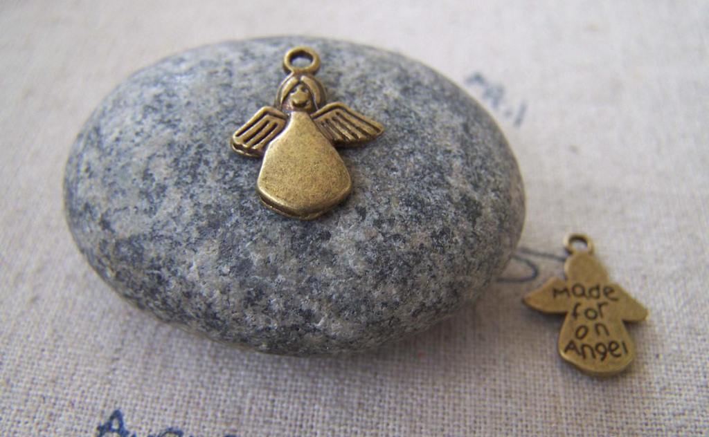 Accessories - 20 Pcs Of Antique Bronze Lovely Angel Charms 13x15mm A2447
