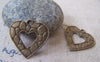 Accessories - 20 Pcs Of Antique Bronze Lovely Filigree Heart Charms 22x23mm A4382