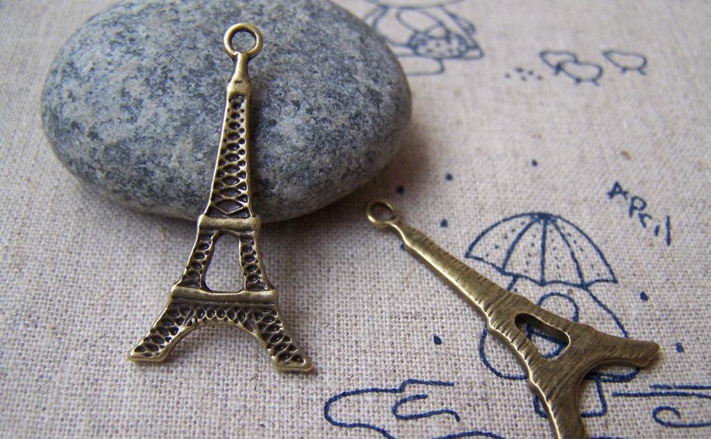 Accessories - 20 Pcs Of Antique Bronze Lovely Flat Eiffel Tower Charms Pendants 18x35mm A1673