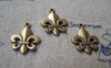 Accessories - 20 Pcs Of Antique Bronze Lovely Fleur De Lis Flower Of Lily Charms 17x18mm A1396