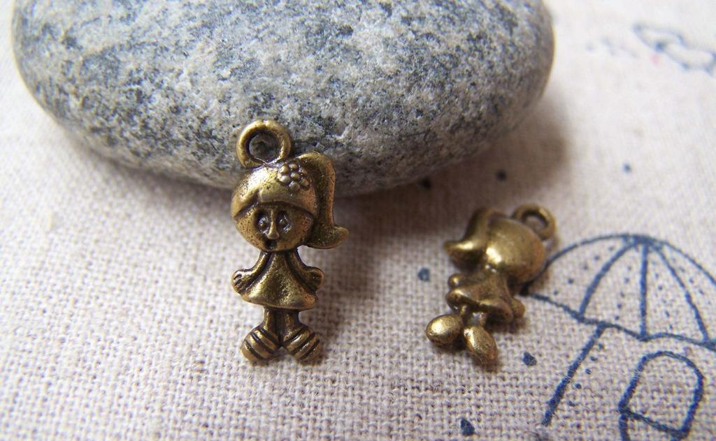 Accessories - 20 Pcs Of Antique Bronze Lovely Girl Charms 7x15mm A735