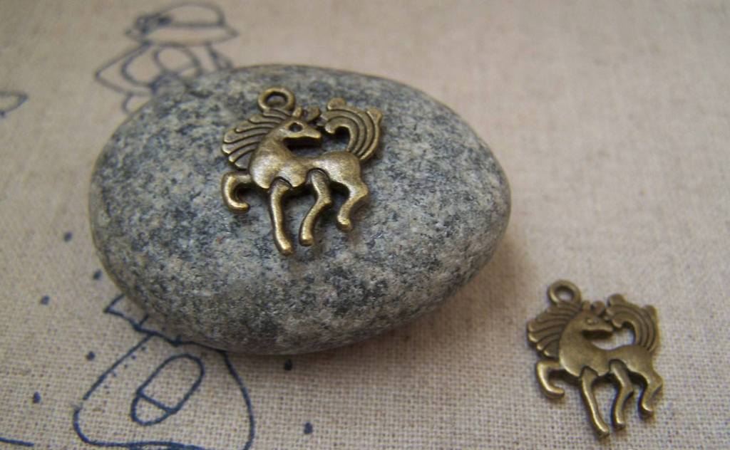 Accessories - 20 Pcs Of Antique Bronze Lovely Horse Charms 15x20mm A2209