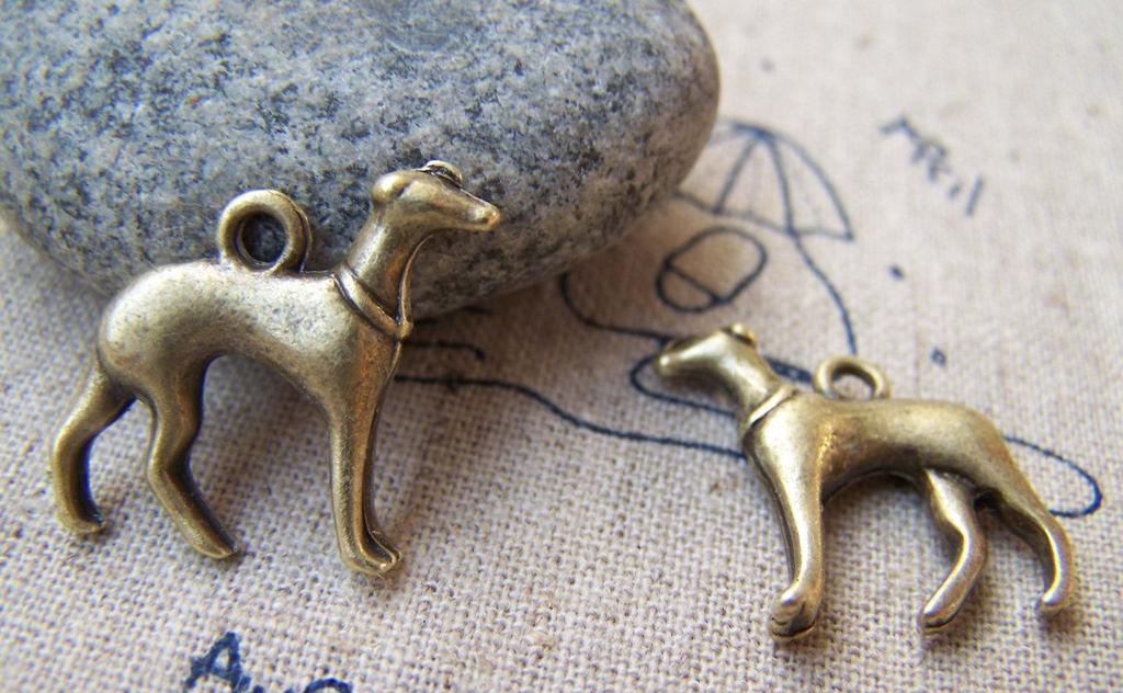 Accessories - 20 Pcs Of Antique Bronze Lovely Hound Dog Charms 20x20mm A1208