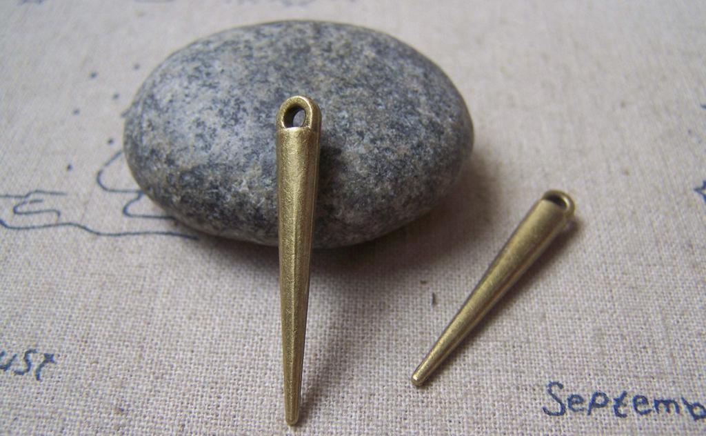 Accessories - 20 Pcs Of Antique Bronze Lovely Pin Spikes Charms 5x34mm A4762