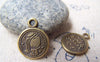 Accessories - 20 Pcs Of Antique Bronze Lovely Princess Round Charms 16mm A4001