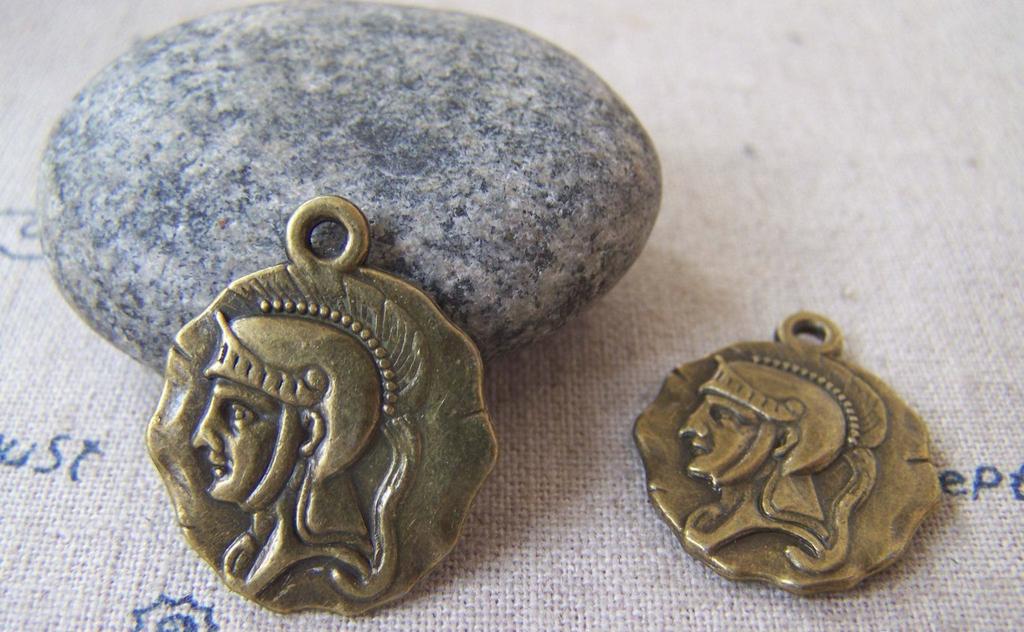 Accessories - 20 Pcs Of Antique Bronze Lovely Roman Warrior Charms 21x25mm Double Sided A4261