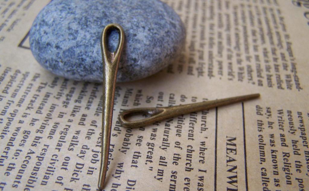 Accessories - 20 Pcs Of Antique Bronze Metal Pin Spikes Charms 5x39mm A1493