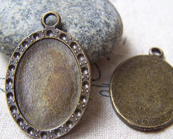 Accessories - 20 Pcs Of Antique Bronze Oval Cameo Base Settings Match 17x23mm Cameo  A5771
