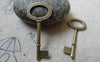 Accessories - 20 Pcs Of Antique Bronze Oval Flat Skeleton Key Pendants Charms 15x33mm A6329
