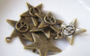 Accessories - 20 Pcs Of Antique Bronze Peace Symbol Star Charms 24mm A4275
