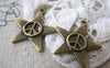 Accessories - 20 Pcs Of Antique Bronze Peace Symbol Star Charms 24mm A4275