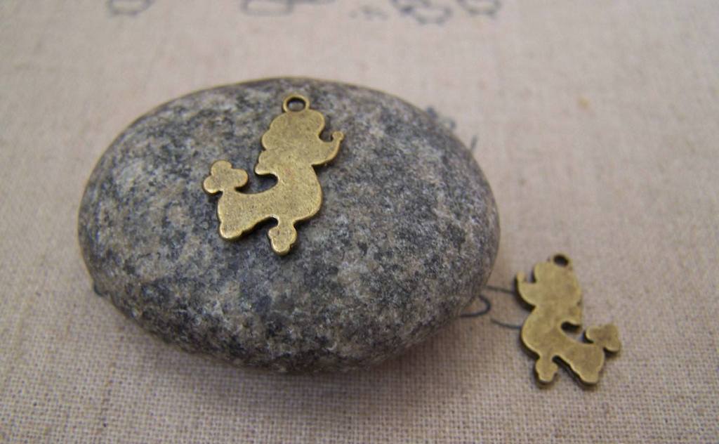 Accessories - 20 Pcs Of Antique Bronze Poodle Dog Charms 13x18mm A5173