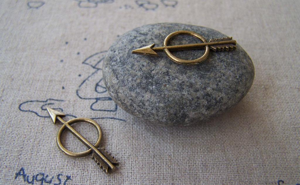 Accessories - 20 Pcs Of Antique Bronze Ring Arrow Charms 13x28mm A2318