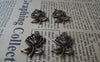 Accessories - 20 Pcs Of Antique Bronze Rose Flower Charms 17x25mm A417