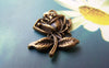 Accessories - 20 Pcs Of Antique Bronze Rose Flower Charms 17x25mm A417
