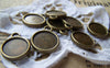 Accessories - 20 Pcs Of Antique Bronze Round Base Settings Pendant Double Sided Match 12mm Cabochon A3533